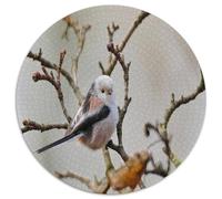 Mésange à Longue Queue Puzzle 1000 Pièces Rond Papier Puzzle pour Adultes Branche Hivernale