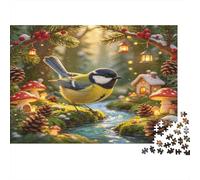 Mésange des Forêts Puzzle 1000 Pièces Papier Puzzle pour Adultes Forêt de Conte de Fées Décompression Décoration Cadeau Famille 38x26cm/1000pcs