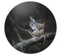 Mésange Huppée Puzzle 1000 Pièces Rond Papier pour Adultes Scène Branche Forêt