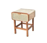 Mesas De Noche Para Dormitorio Table de Chevet en rotin Style rétro Wabi-sabi Armoire latérale Armoire de Rangement de Chevet for la Maison Table D'appoint/Table De Nuit avec Tiroirs(A)