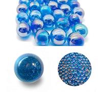 mesbilles - 10 Billes en Verre Bleu Translucide - 9 Billes et 1 Calot
