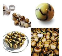 mesbilles - 10 Billes en Verre Caramel - 9 Billes et 1 Calot