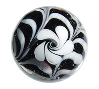mesbilles - 2 Billes d'art Fleur Noir - Bille en Verre 20 mm