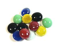 mesbilles - 20 Billes Plates Couleurs Glossy - Galet en Verre 16 mm