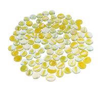 mesbilles - 20 Billes Plates Froissée Jaune - Galet en Verre 16 mm