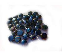 mesbilles - 20 Billes Plates Pétrole - Galet en Verre 16 mm