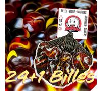 mesbilles - 25 Billes en Verre Clown : 24 Billes et 1 Calot