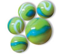 mesbilles - 25 Billes en Verre Prairie : 24 Billes et 1 Calot