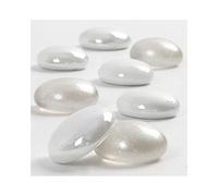 mesbilles - 250 GR Blanc Glossy Billes Plates - 60 Galets en Verre 20 mm Cailloux en Verre décoratifs