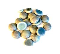 mesbilles - 250 GR Gris Perle 60 Billes Plates - Galet en Verre 20 mm Cailloux en Verre décoratifs