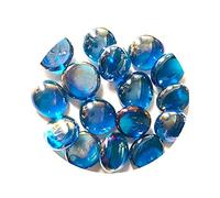 mesbilles - 250 GR Irisé Bleu 60 Billes Plates - Galet en Verre 20 mm Cailloux en Verre décoratifs