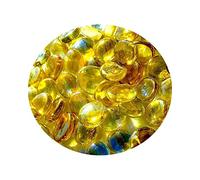 MesBilles - 250 GR Irisé Jaune 60 Billes Plates - Galet en Verre 20 mm Cailloux en Verre décoratifs