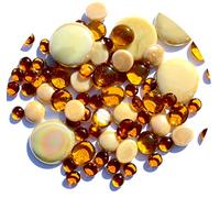 mesbilles - 250 GR Mélange Ambré Billes Plates - Galet en Verre 30 mm 20 mm 10 mm Cailloux en Verre décoratifs