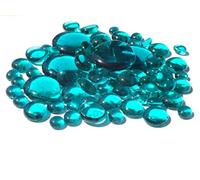 mesbilles - 250 GR Mélange Bleu Intense Billes Plates - Galet en Verre 30 mm 20 mm 10 mm Cailloux en Verre décoratifs