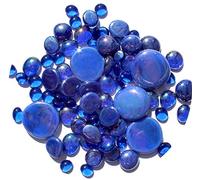 mesbilles - 250 GR Mélange Bleu-Nuit Billes Plates - Galet en Verre 30 mm 20 mm 10 mm Cailloux en Verre décoratifs