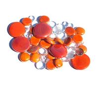mesbilles - 250 GR Mélange Orange Billes Plates - Galet en Verre 30 mm 20 mm 10 mm Cailloux en Verre décoratifs