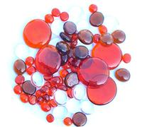 mesbilles - 250 GR Mélange Orange Transparence Billes Plates - Galet en Verre 30 mm 20 mm 10 mm Cailloux en Verre décoratifs