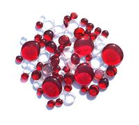 mesbilles - 250 GR Mélange Rouge Transparence Billes Plates - Galet en Verre 30 mm 20 mm 10 mm Cailloux en Verre décoratifs