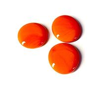 MesBilles - 250 GR Orange Perle 14 Billes Plates - Galet en Verre 30 mm Cailloux en Verre décoratifs