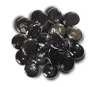 mesbilles 30 Billes Plates Noir Brillant - Galet en Verre 18 mm