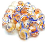 mesbilles 30 Billes Transparence Enrubannée Bleu et Rouge 16 mm