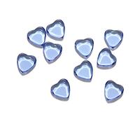 mesbilles - 4 Billes Coeur Plate Bleu Clair - Galet en Verre 20 mm - Billes Plates en Verre