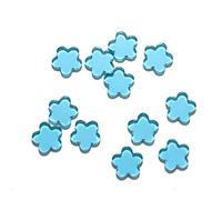 mesbilles - 4 Billes Fleur Bleu - Galet en Verre 20 mm - Billes Plates