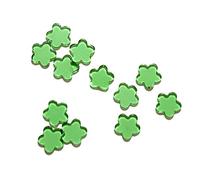 mesbilles - 4 Billes Fleur Vert - Galet en Verre 20 mm - Billes Plates