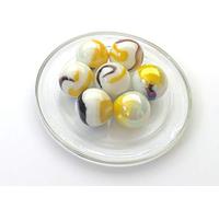 mesbilles - 4 Calots Billes Tigre Jaune - Bille en Verre 25 mm