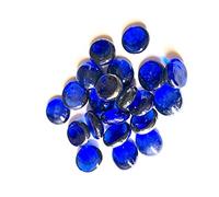 mesbilles - 500 GR Bleu Nuit Loupe 120 Billes Plates - Galet en Verre 20 mm Cailloux en Verre décoratifs