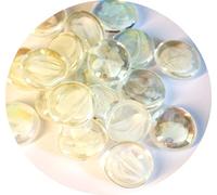 MesBilles - 500 GR Froissé Blanc 120 Billes Plates - Galet en Verre 20 mm Cailloux en Verre décoratifs