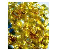 mesbilles - 500 GR Irisé Jaune 120 Billes Plates - Galet en Verre 20 mm Cailloux en Verre décoratifs