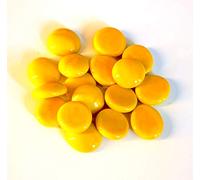 MesBilles - 500 GR Jaune Perle 120 Billes Plates - Galet en Verre 20 mm Cailloux en Verre décoratifs