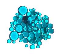 MesBilles - 500 GR Mélange Bleu-Canard Billes Plates - Galet en Verre 30 mm 20 mm 10 mm Cailloux en Verre décoratifs