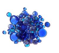 mesbilles - 500 GR Mélange Bleu-Nuit Transparence Billes Plates - Galet en Verre 30 mm 20 mm 10 mm Cailloux en Verre décoratifs