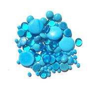 mesbilles - 500 GR Mélange Bleu Turquoise Billes Plates - Galet en Verre 30 mm 20 mm 10 mm Cailloux en Verre décoratifs