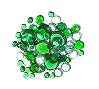 MesBilles - 500 GR Mélange Vert Transparence Billes Plates - Galet en Verre 30 mm 20 mm 10 mm Cailloux en Verre décoratifs