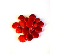 mesbilles - 500 GR Rouge Perle 120 Billes Plates - Galet en Verre 20 mm Cailloux en Verre décoratifs
