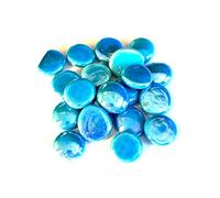 mesbilles - 500 GR Turquoise Glossy 120 Billes Plates - Galet en Verre 20 mm Cailloux en Verre décoratifs