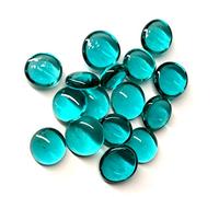 MesBilles - 500 GR Turquoise Loupe 120 Billes Plates - Galet en Verre 20 mm Cailloux en Verre décoratifs