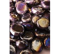 mesbilles - 500 GR Violet Glossy 300 Billes Plates - Galet en Verre 12 mm Cailloux en Verre décoratifs