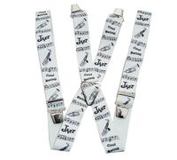 Mesbretelles Bretelles pour Homme Grande Taille 130CM homme fort 4 pinces solides de fabrication Française (Jazz blanc)