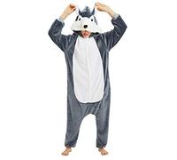 Mescara Combinaison pyjama licorne costume de cosplay avec capuche en flanelle pour adulte Unisexe - Gris - X-Large