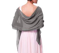 Mescara Femme Étole Châle Écharpe en Soie Wrap Foulard Pashmina pour Mariage Soirée Cérémonies Fêtes 180cm*70cm (Gris)