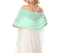 Mescara Femme Étole Châle Écharpe en Soie Wrap Foulard Pashmina pour Mariage Soirée Cérémonies Fêtes 180cm*70cm (vert)