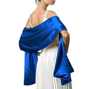Mescara Femme Étole en Satin Châle Écharpe en Satin - Wrap Foulard Pashmina 240cm*75cm pour Soirée Cérémonies Fêtes Mariage (bleu)