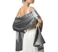 Mescara Femme Étole en Satin Châle Écharpe en Satin - Wrap Foulard Pashmina 240cm*75cm pour Soirée Cérémonies Fêtes Mariage (gris)