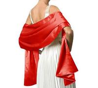 Mescara Femme Étole en Satin Châle Écharpe en Satin - Wrap Foulard Pashmina 240cm*75cm pour Soirée Cérémonies Fêtes Mariage (rouge)