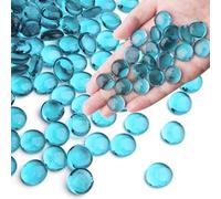 Meschett 0.44 kg de Billes de Verre Bleu océan, Perles de Verre Plates pour vases, Cailloux pour décoration d’Aquarium, Pierres de mancala, Remplissage de Vase