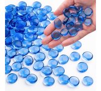 Meschett 0.44 kg de Billes de Verre Bleu pâle, Perles de Verre Plates pour vases, Cailloux pour décoration d’Aquarium, Pierres de mancala, Remplissage de Vase